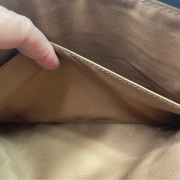 Fossil Small Clutch Bad or Makeup Bag  Purse Insert Coated Canvas Brown Beige - Picture 7 of 9